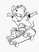 coloriage Stuart  little fait du skate